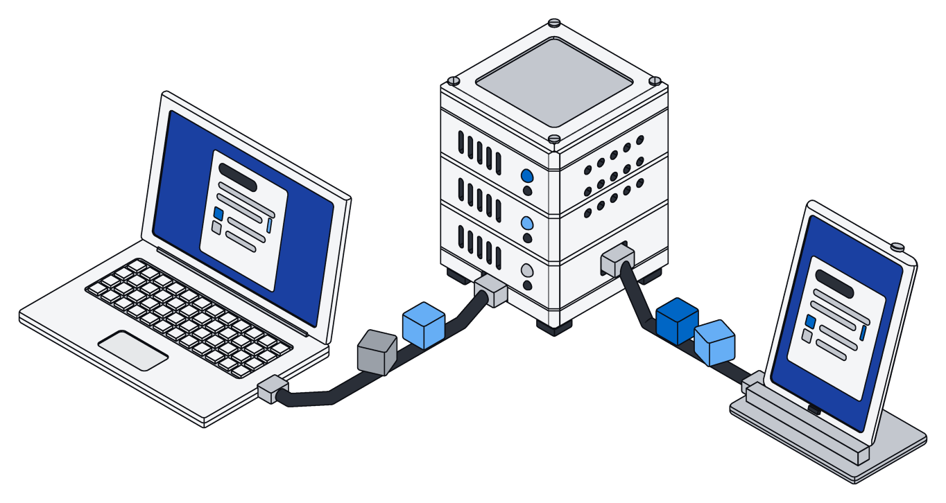 Several copies of one document passing small blocks around a ring